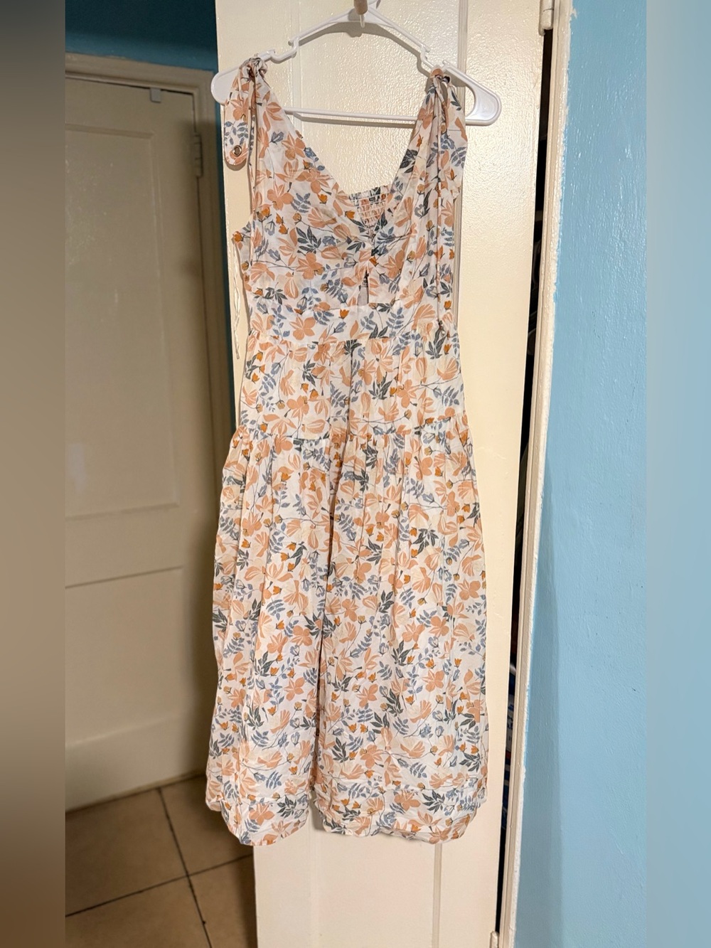 Joie Peach and Blue Floral Midi Sundress